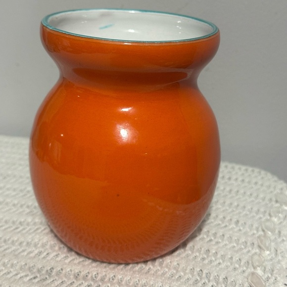 Vintage Italian Orange Ceramic Vase with Bird Design - Picture 2 of 4